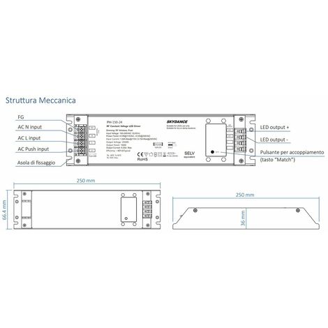 Alimentatore Dimmerabile Cv V W Con Pulsante N O E Telecomando Rf