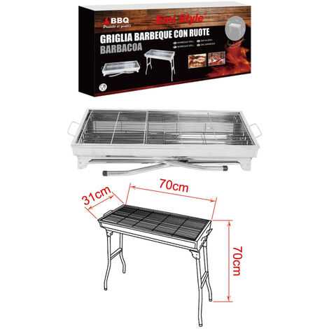 Griglia Barbecue Grande Bbq Carbon X X Cm Acciaio Inox