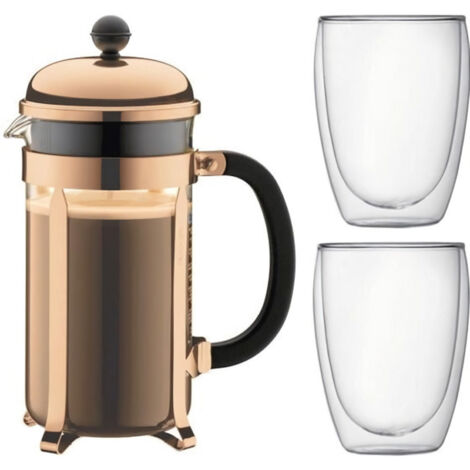 BODUM CHAMBORD Set Cafetiere A Piston 8 Tasses 1L Marron Avec 2