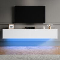 ELEGANT Modern LED TV Stands Wall Hanging Cabinet Solid Wood Floating