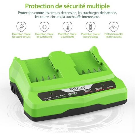 Chargeur De Batterie 24 V Pour Greenworks Tools 24 V Compatible Avec