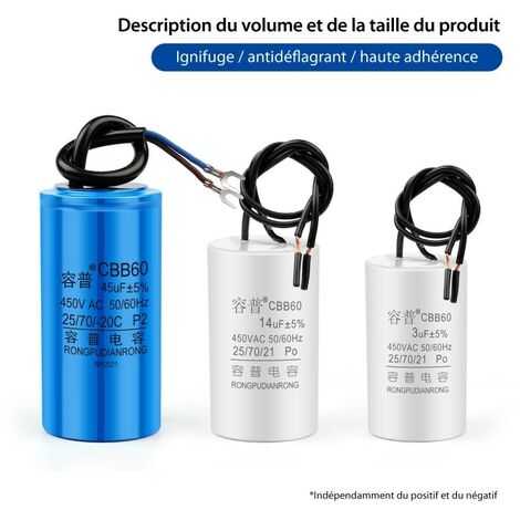 Condensateur de démarrage CBB60 18 UF 450V Pompe à eau pour puzzles à