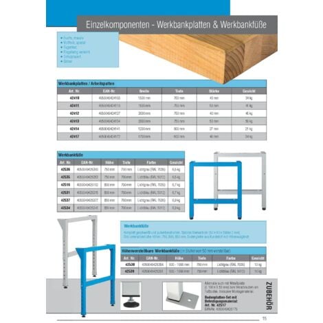 ADB Arbeitsplatte 1700x600x40 Mm Werkbank Platte Buche Werkbankplatte