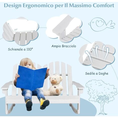 Costway Sedia A Dondolo Adirondack Per Bambini In Legno Di Abete