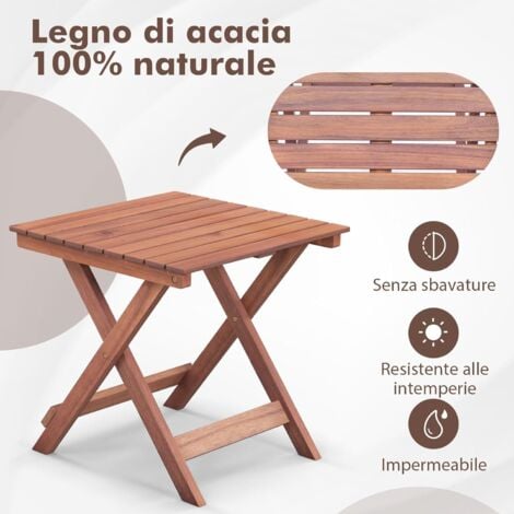 Costway Tavolino Laterale Da Giardino In Legno Tavolino Pieghevole Con