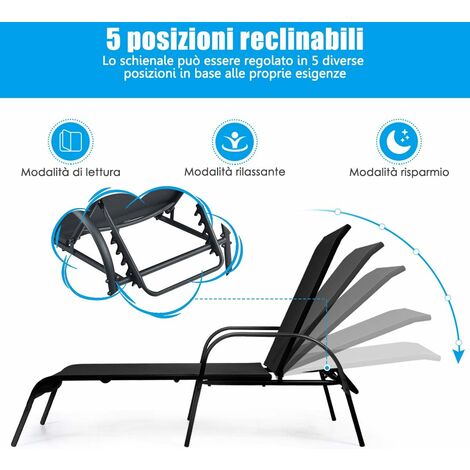 Costway Chaise Longue Prendisole Poltrona Relax Reclinabile Sedia A