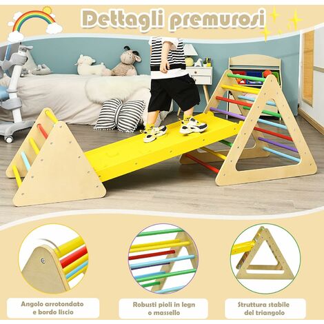 COSTWAY Set Da Arrampicata 3 In 1 Per Bambini 3 Pezzi Con 2 Scale