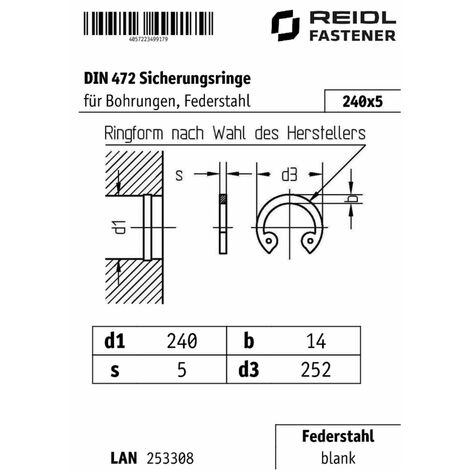 Din Sicherungsringe F R Bohrungen X Federstahl Blank