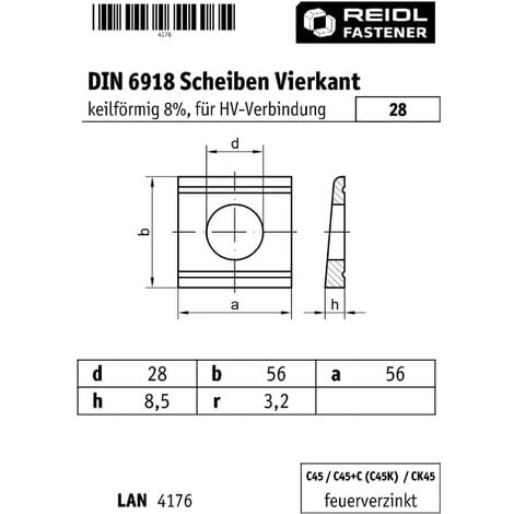 Din Scheiben Keilf Rmig F R Hv Verbindungen An U Profilen