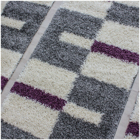 Tapis Shaggy Design Rectangle G Om Trique Oficio Lilas X