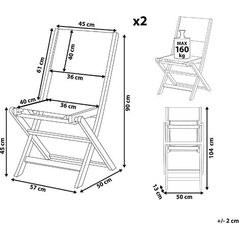 Lot de 2 Chaises Pliantes en Bois d Acacia Foncé et Textile Gris pour