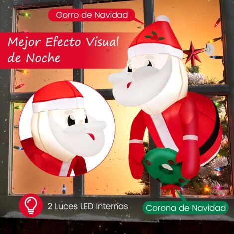 Costway Cm Pap Noel Inflable De Navidad Pap Noel De Ventana