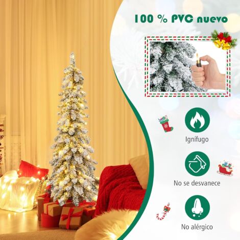 Costway Cm Rbol De Navidad Artificial Delgado Luces Led Y