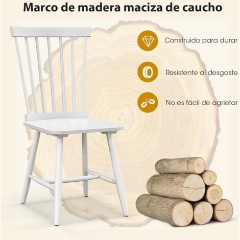 COSTWAY Set De 2 Sillas De Comedor Sillas Cocina De Estilo Windsor Con