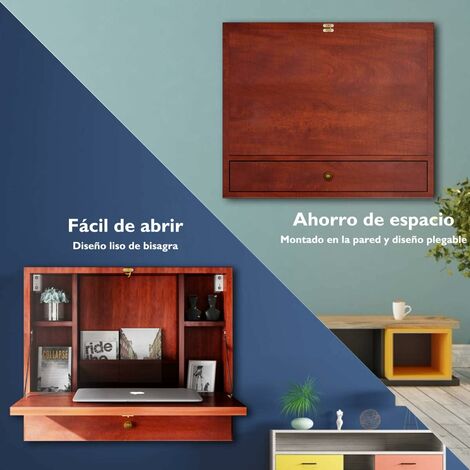 COSTWAY Mesa Escritorio De Pared Plegable Para Ordenador 60x15x50cm