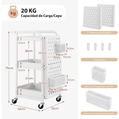 Costway Carro De Almacenamiento Niveles Carro Organizador De