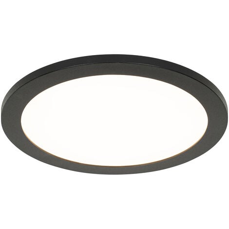 Qazqa Moderno Plaf N Moderno Negro Cm Con Led Ip Steve Pl Stico