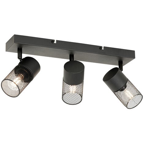 Qazqa Industrial Foco De Techo Industrial Negro Luces Regulable Jim