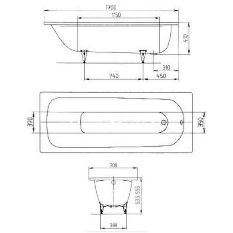 Kaldewei Saniform Plus Baignoire Rectangulaire Avec Pieds 170x70 Cm