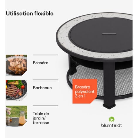 Blumfeldt foyer extérieur 3 en 1 pour jardin barbecue charbon de bois