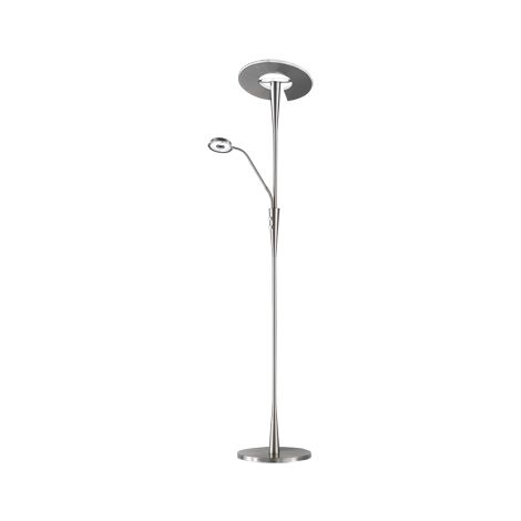 Lampada Piantana Led Con Lampada Lettura Orientabile Acciaio Quebec GD Trio