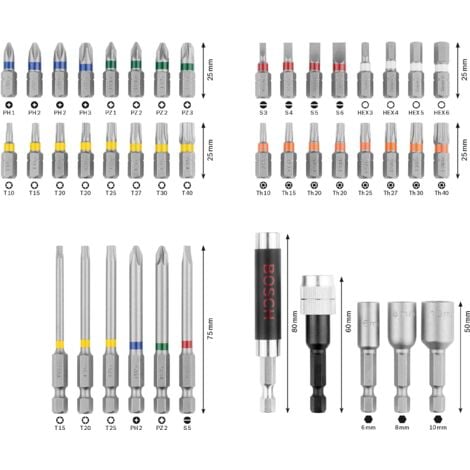 Bosch Accessories Set Da Pz Di Bit Avvitamento E Bussole Per Viti