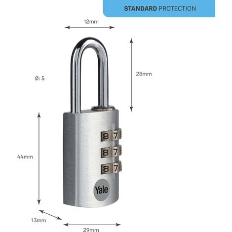 YALE YE3CB 28 126 2 S Combinazione In Alluminio 28 Mm Pk2 Silver Effect