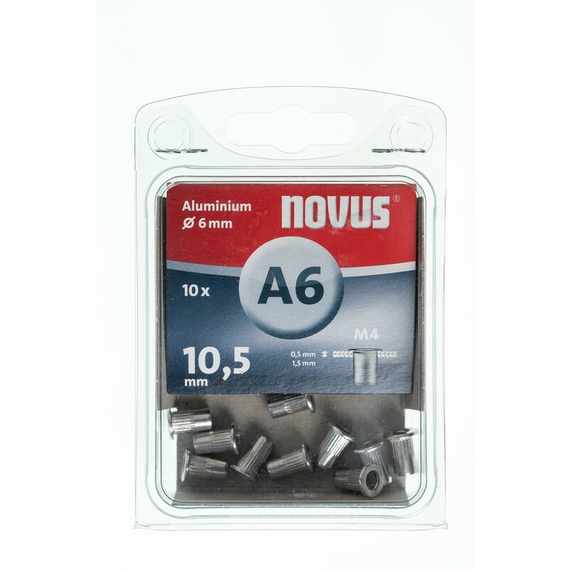 10 Novus Aluminium Blindnietmuttern Ø6mm 10 5 mm Typ A6 10 5 mm M4 Nr