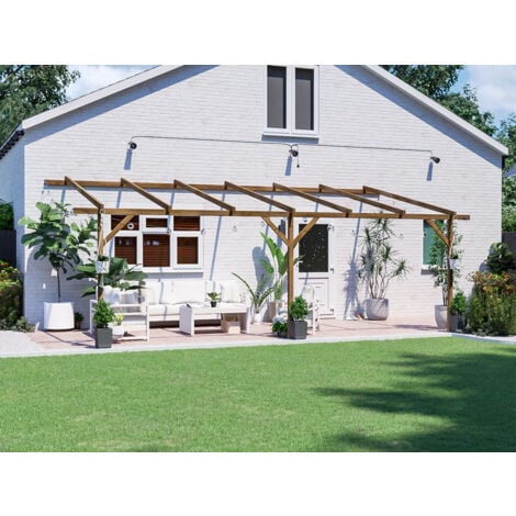 Dunster House Lean To Pergola Kit Wall Mounted 6m X 3m Wooden Treated