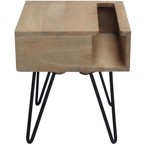 Table De Chevet Industrielle Bois Manguier Massif Et M Tal Noir Vibes