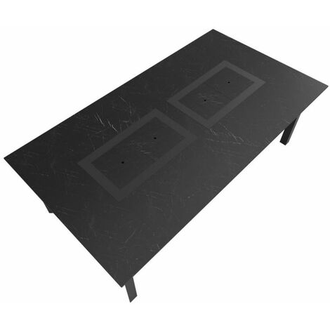 Table de jardin 8 10 personnes 220 X 120 X 75 cm Noir effet marbré