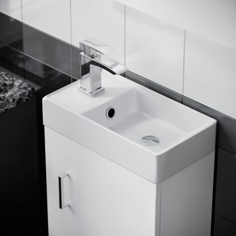 Nanuya Mm Cloakroom Wall Hung Basin Vanity Unit Tap Waste White