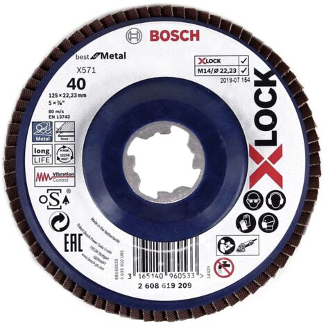 Bosch X571 X LOCK Best para discos de láminas 125x22 23mm K40 10x