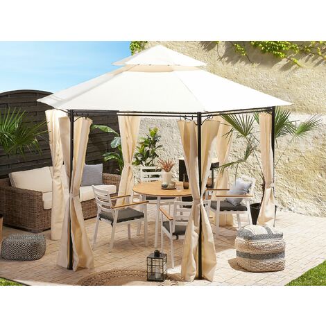 Garten Pavillon Beige Stahl Mit Dach Seitenw Nden Rund Gartenzelt