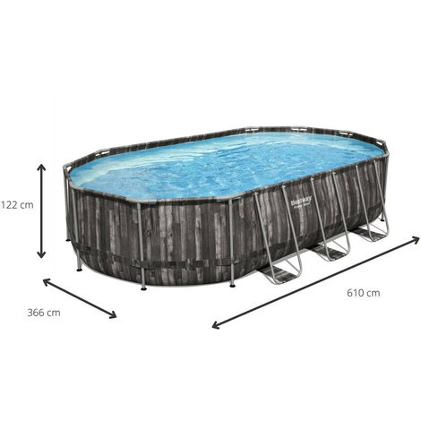 Piscina Fuori Terra Bestway Power Steel Ovale Effetto Legno X X