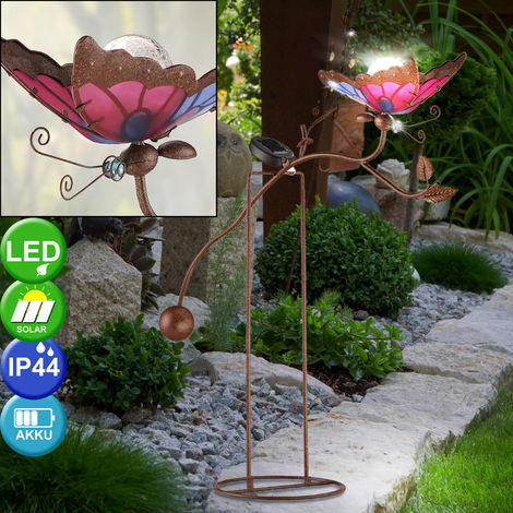 Lampe solaire LED papillon luminaire extérieur jardin terrasse métal