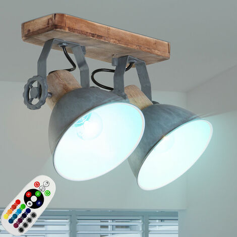 Plafonnier Spot Gris Remote Control Lampe Spot En Bois Dimmable En Set