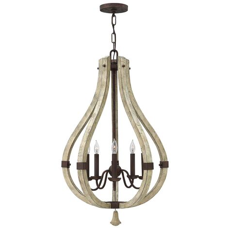 Lustre suspension plafonnier bois D 50 8 cm 5 flammes lampe salle à manger