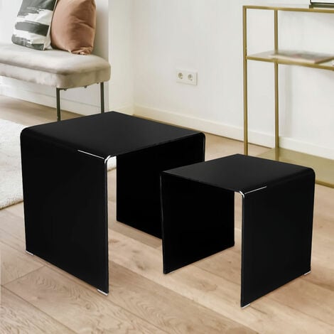 Table D Appoint Ensemble De Table Table De Salon Moderne Verre Noir