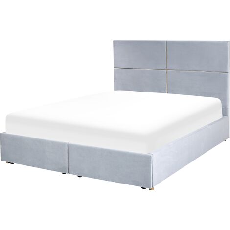 Letto Con Rete In Velluto Grigio Chiaro E Dorato X Cm