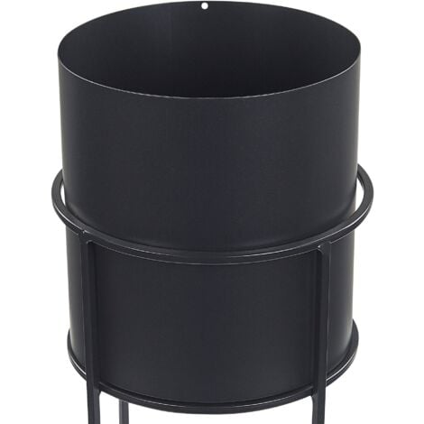 Vaso Per Fiori Moderno Con Piedistallo 15 X 15 X 28 Cm In Metallo Nero