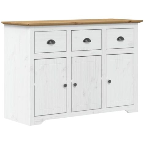 Buffet BODO Blanc Et Marron 115 5x44x80 Cm Bois Massif De Pin