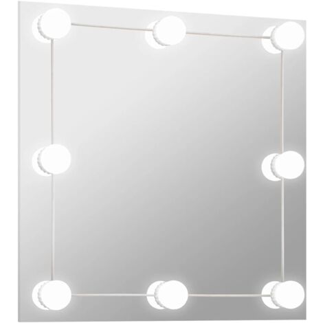 Miroir mural avec lampes LED Carré Verre