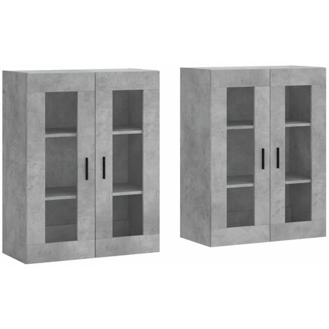 Armoires murales 2 pcs gris béton bois d ingénierie