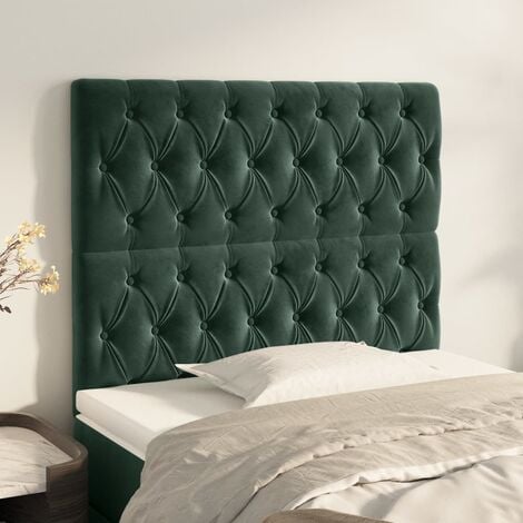 Têtes de lit 2 pcs Vert foncé 90x7x78 88 cm Velours