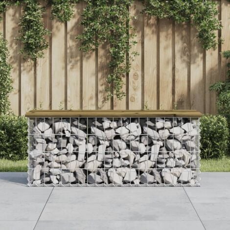 Banc De Jardin Design Gabion X X Cm Bois De Pin Impr Gn