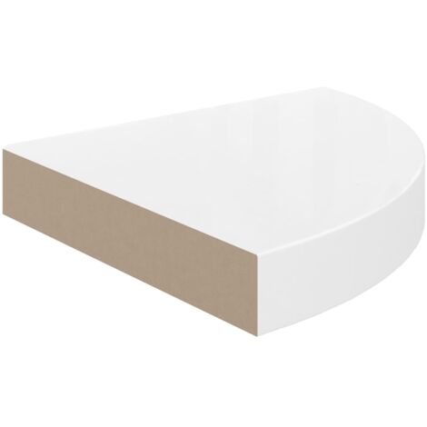 Étagère d angle flottante blanc brillant 25x25x3 8 cm MDF