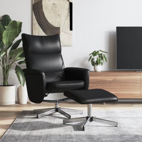 Fauteuil Inclinable Avec Repose Pied Noir Similicuir