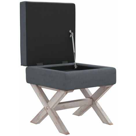 Tabouret De Rangement X X Cm Velours Gris Fonc