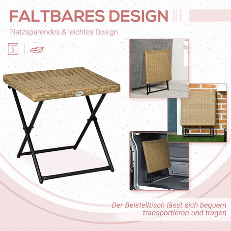 Outsunny Polyrattan Beistelltisch Gartentisch Klappbar Couchtisch